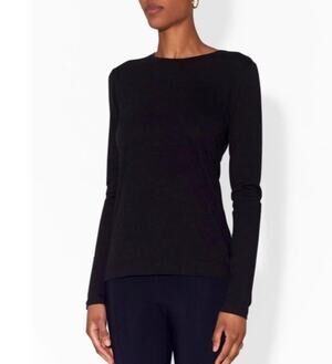 Adam Lippes Black Long Sleeve Jersey Tee Size XS